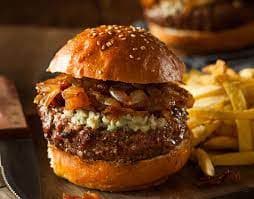 CARAMELISED ONION BLUE CHEESE BURGER